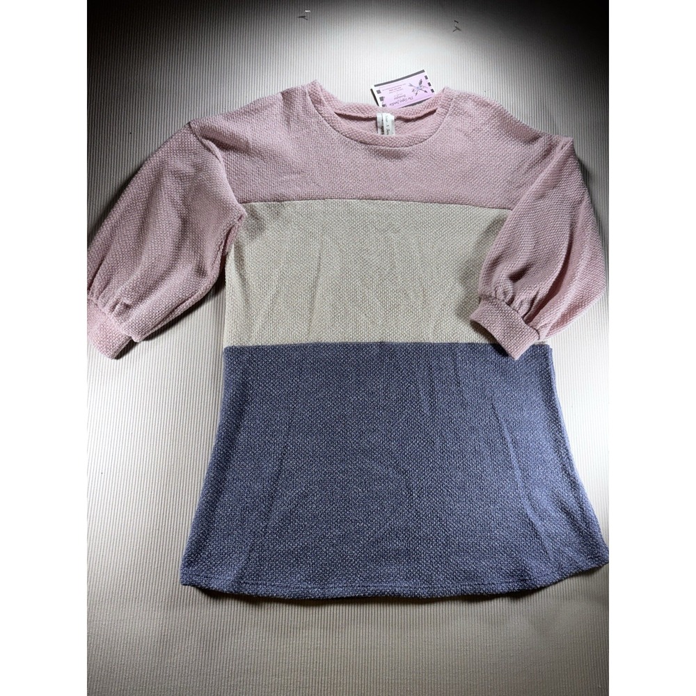 Colorblock Crewneck Women's Sweater 3/4 Puff Sleeves  Now &Forever M NWT Cozy‎